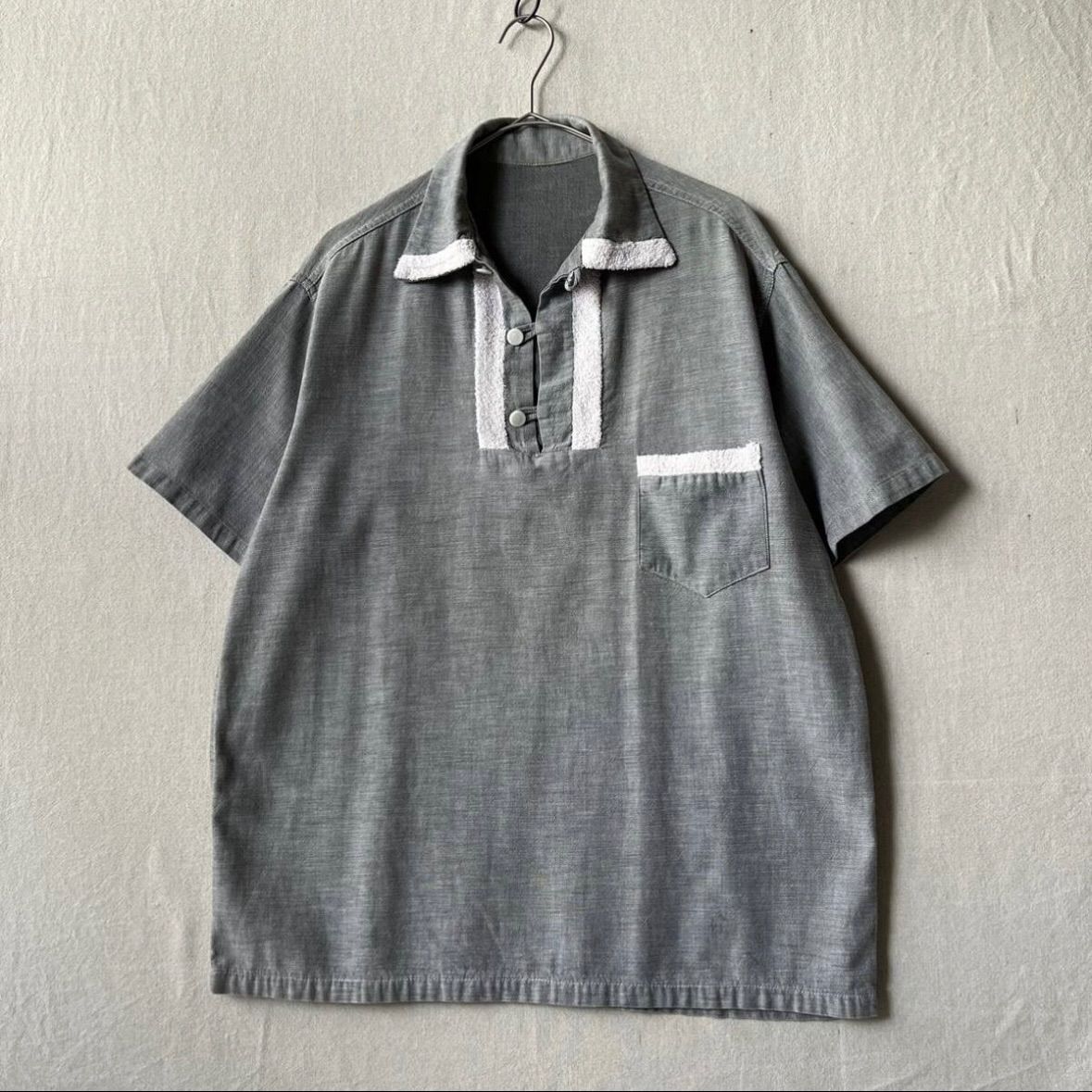 50s USA vintage プルオーバー ボックス シャツ / コットン グレー 