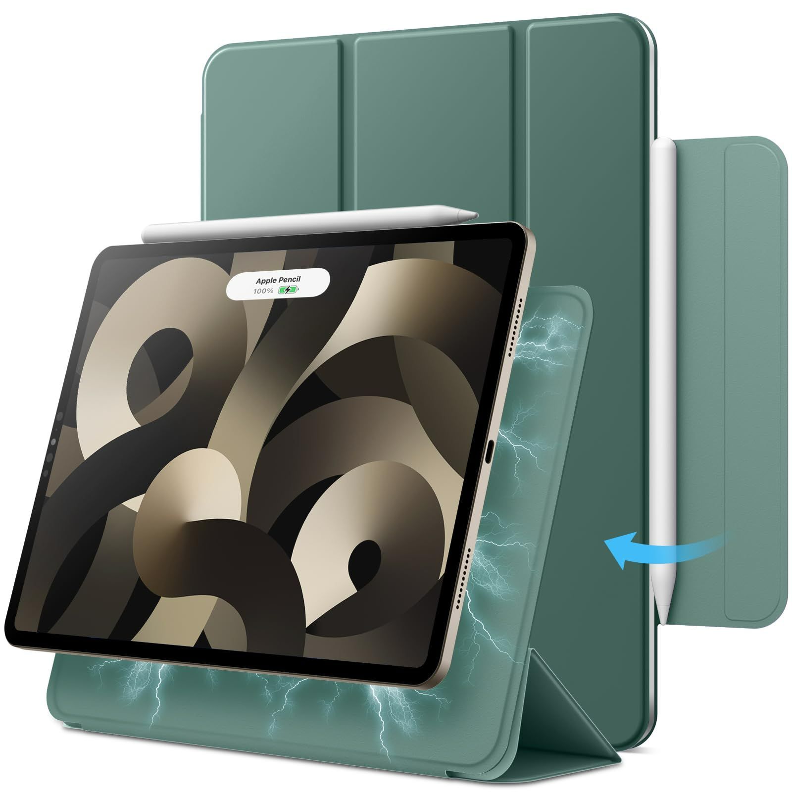 11 インチ M2 (2024)、iPad Air Air 5/4 2022/2020 10.9インチ、iPad iPad Pro 11 (2018) 用マグネットケース JEDirect 磁気吸着 スリムスマート保護カバー 自動ウェイクアップ/スリープ (ミ