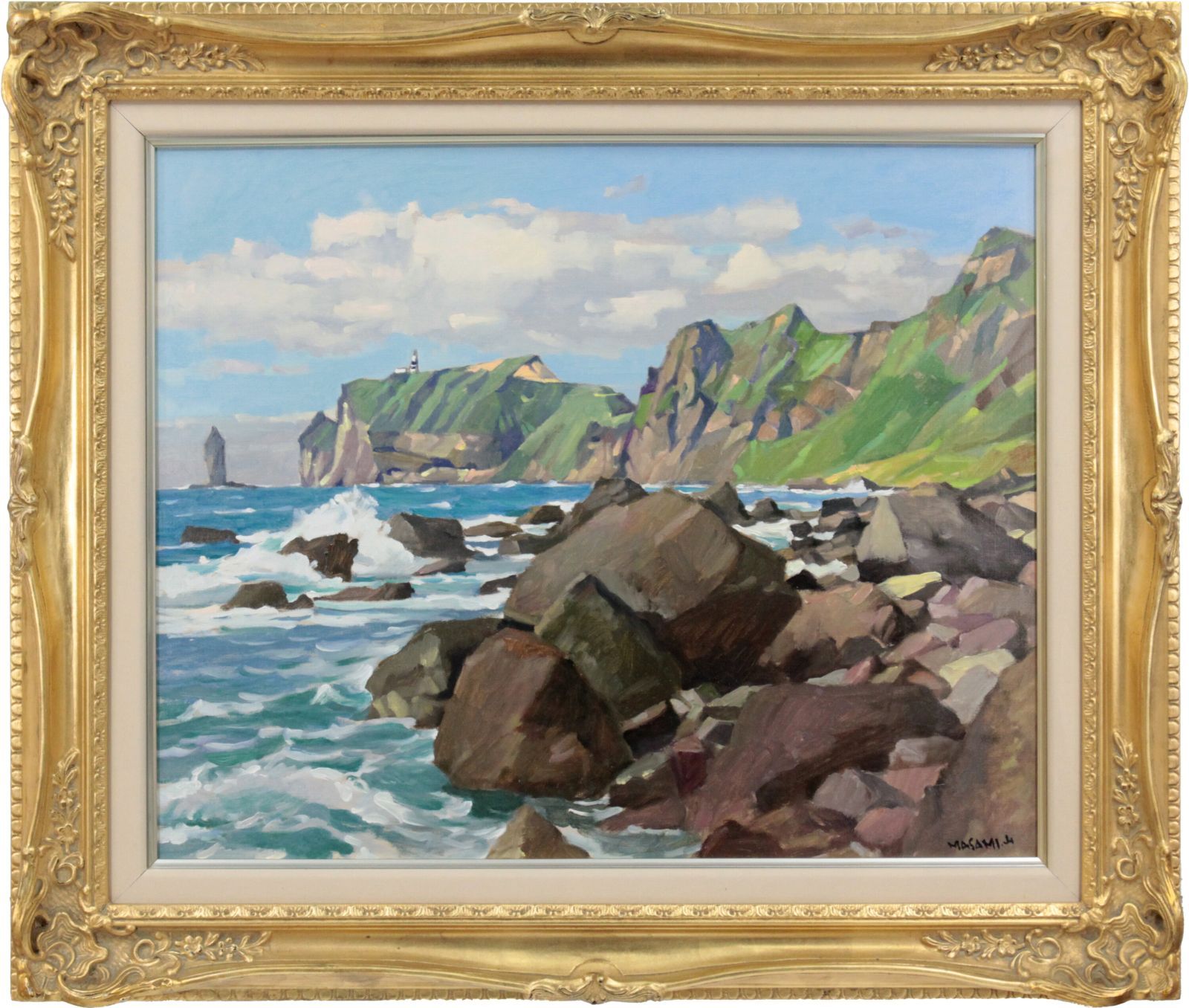 「陸中海岸北山崎」F10 油絵 油彩画 絵画 アート 陸中海岸北山崎」F10 油絵 油彩画 絵画 アート
