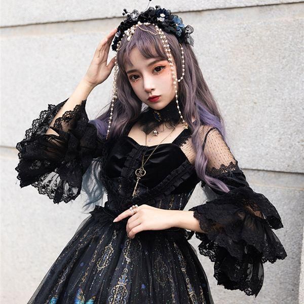 ロリータ ワンピース コスチューム メイド服 ゴスロリ ロリータワンピース 華やか メイド 豪華セット レディース 姫袖 姫ロリ 甘ロリ ゴシック ゴスロリ おと　hl1010