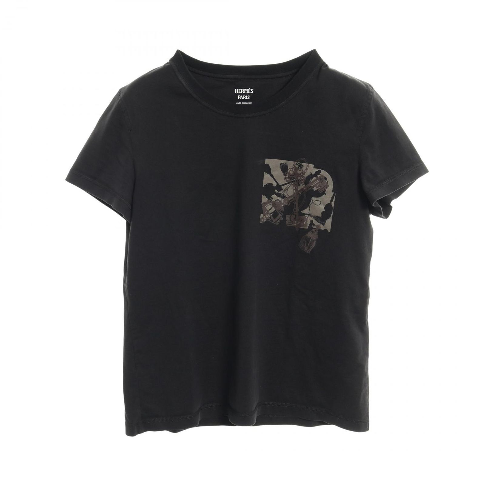 エルメス HERMES カットソー カルトゥッシュ コットン Tシャツ レディース Used B