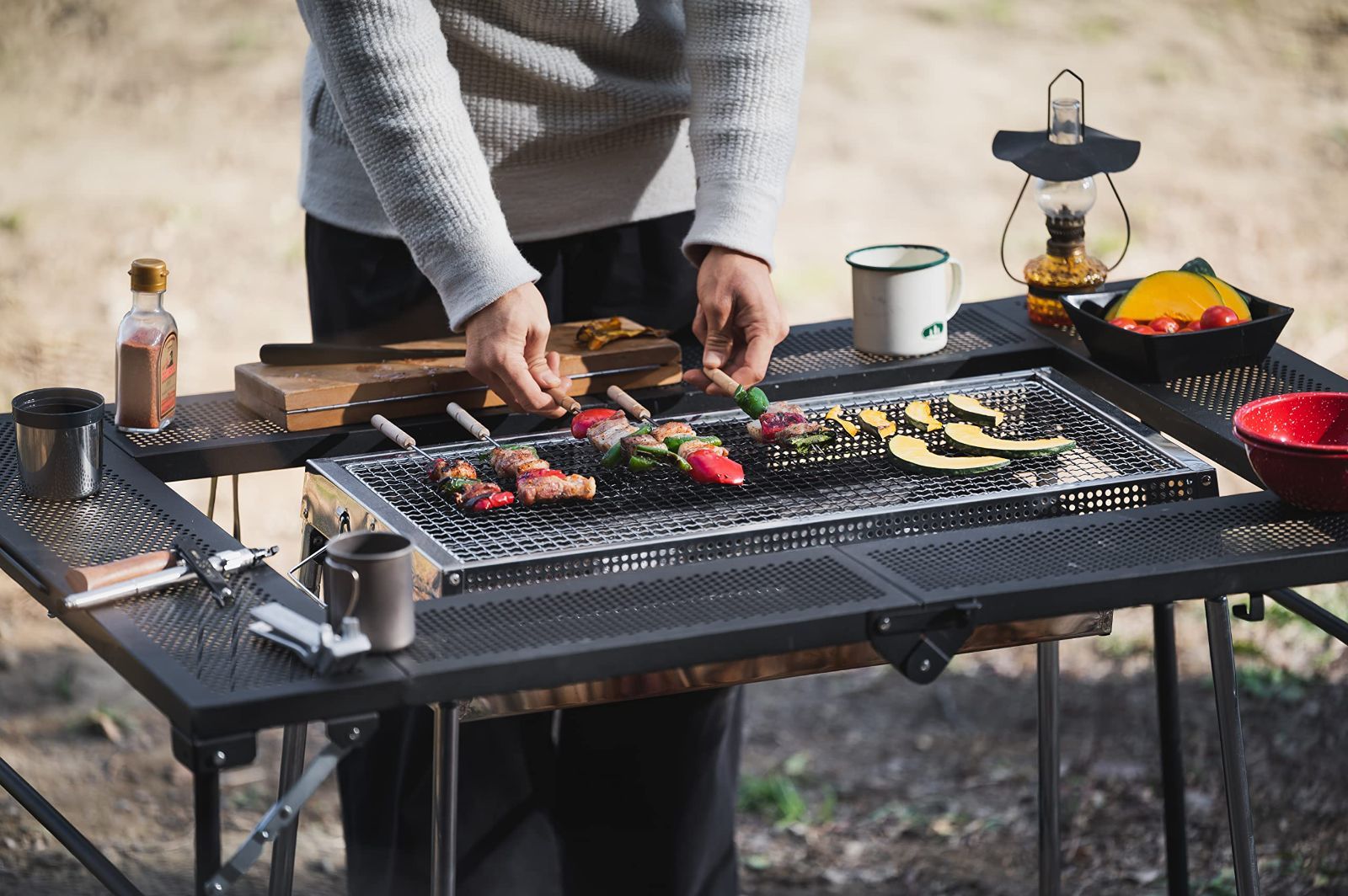 特価商品尾上製作所ONOE BBQテーブル T-4683 大型BBQコンロにも対応