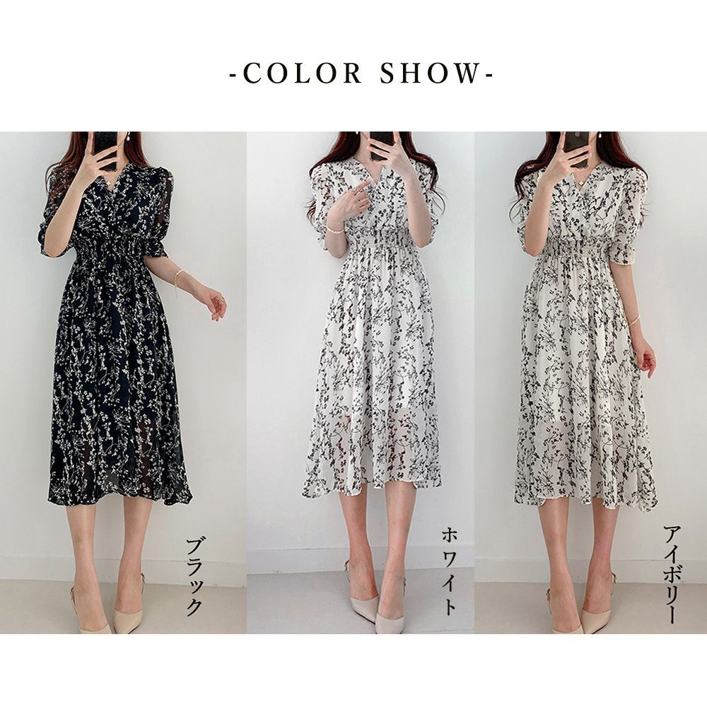ワンピース 夏 きれいめ 春 カジュアル フレア 半袖 リゾート 花柄 フレアワンピース春夏カシュクール風 レディース 上品 V