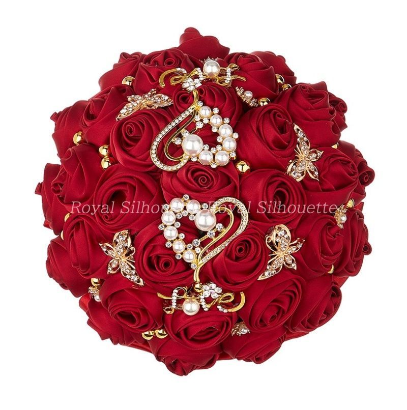 ブーケ ウェディング ブライダルブーケ 花嫁 レッド 赤 造花 結婚式 前撮り リボン素材 披露宴 海外挙式 ウェディングブーケ 豪華 花束 ガーリー フラワー お洒落 二次会