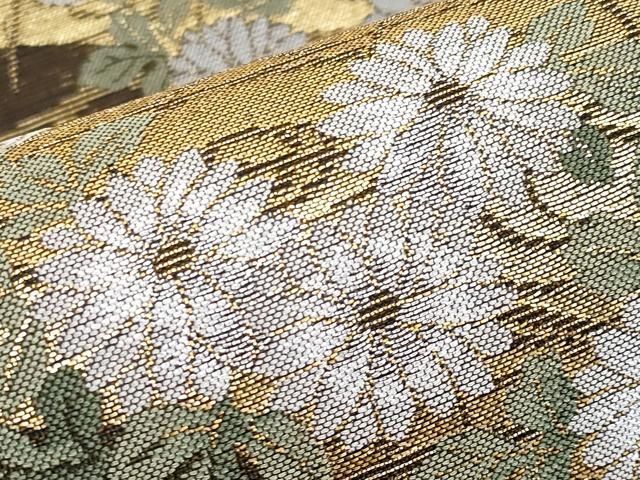 平和屋本店□極上 夏物 西陣 川島織物 六通柄袋帯 流水枝菊文 金銀糸  