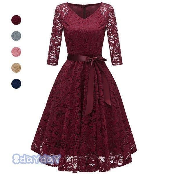 パーティードレス 結婚式 40代 20代 ロング丈 袖あり 長袖 風 大きいサイズ フォーマルドレス レースワンピース お呼ばれ 二次会 披露宴 謝恩会 上品 着痩せ