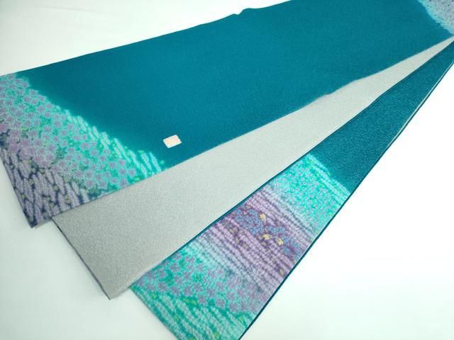 平和屋本店□極上 十日町 名門 滝泰謹製 太鼓柄袋帯 風景花文 おぼろ染  