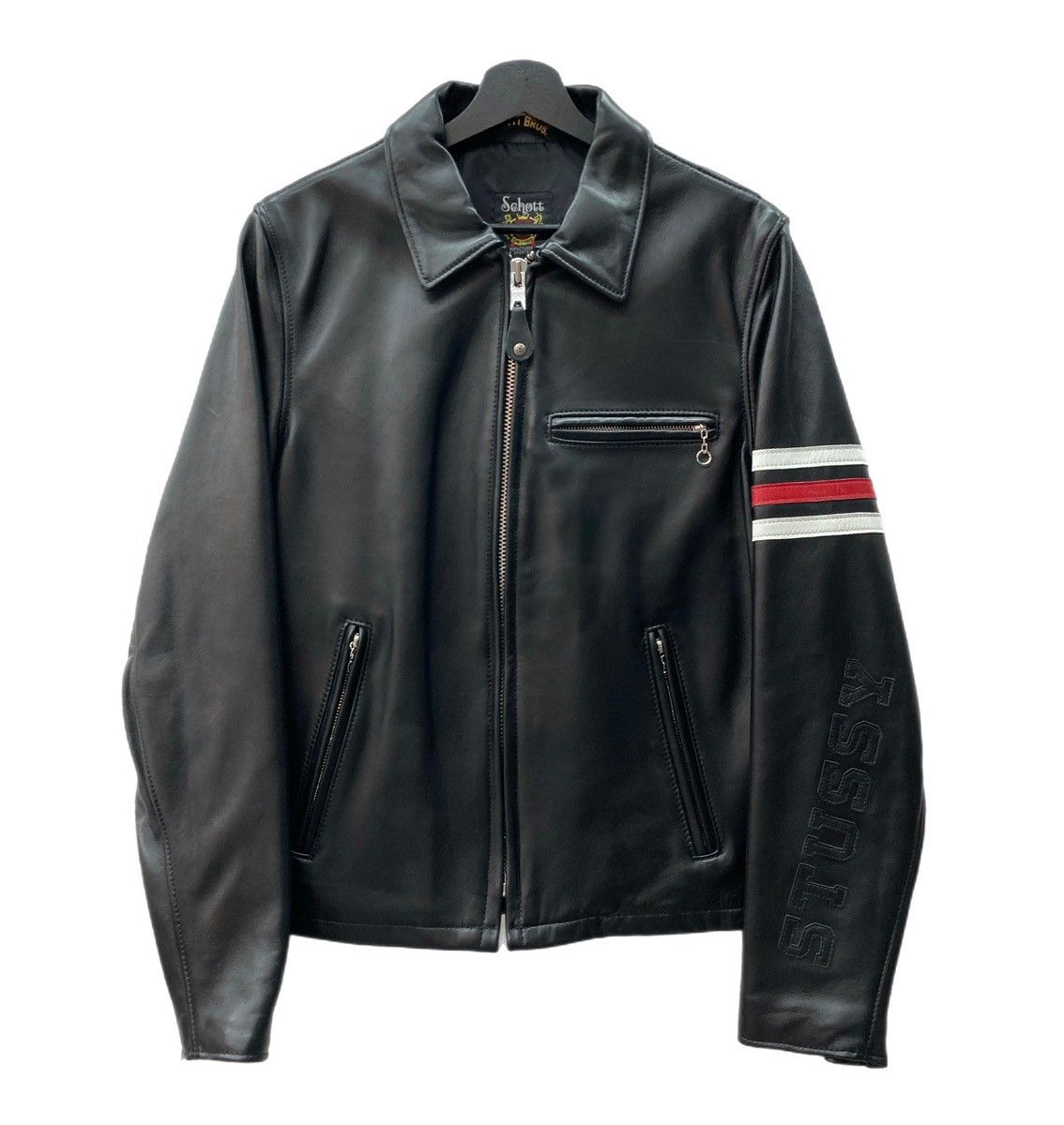 Stussy レザージャケット シングルライダース ステューシー ラムレザー STUSSY - STUSSY ステューシー ラムレザー ジップアップ シングル