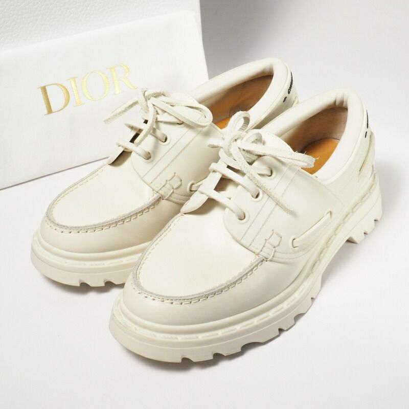 Christian Dior クリスチャン ディオール ≪DIOR WALKER≫ デッキシューズ 靴 レディース  サイズ35（22.5～23cm相当）レザー アイボリー イタリア製 ブランド古着【中古】20240305/GP4466 - メルカリ