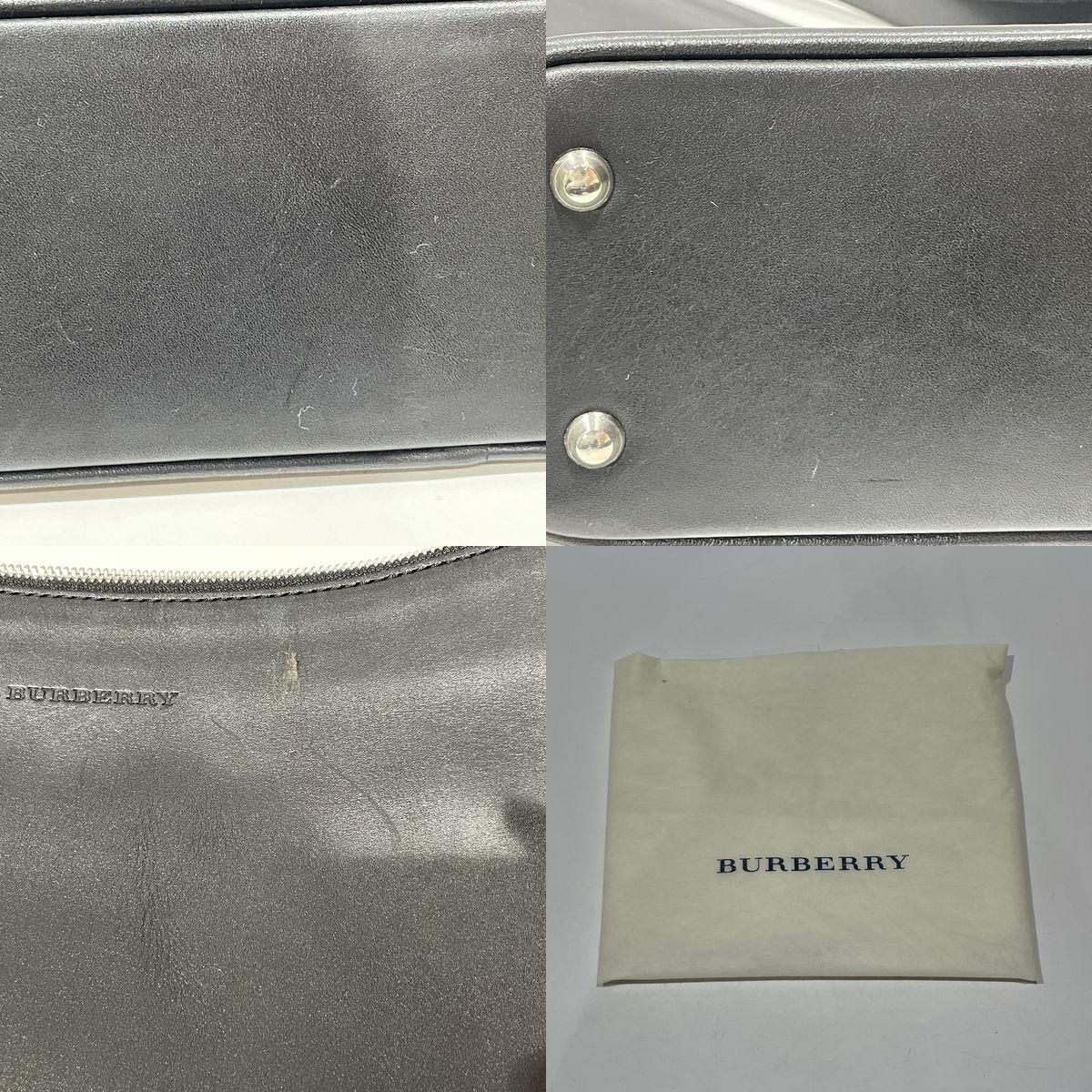 BURBERRY ロゴ 内部チェック ワンショルダーショルダーバッグ レザー