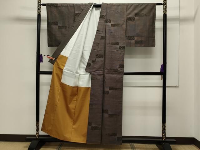 平和屋着物□本場大島紬 泥染め 9マルキ 花唐草文 正絹 逸品 未使用  