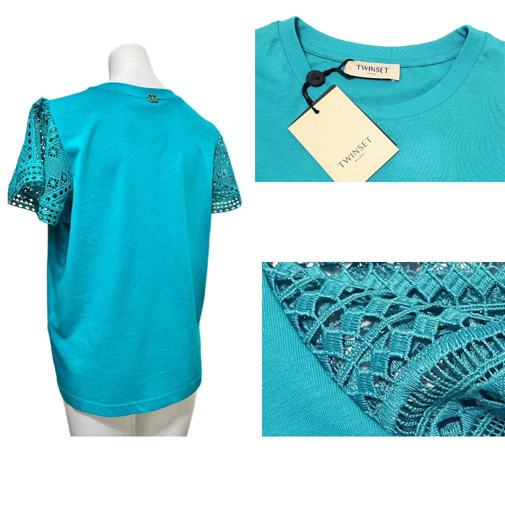 新品ツインセット 袖レース Tシャツ グリーン #XS TWIN-SET - メルカリ 