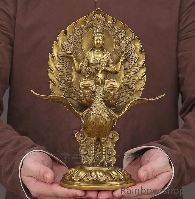 強くお勧め 純銅 手作り 工芸品 置物を置く収蔵品 仏像 仏教 孔雀明王 bcp12