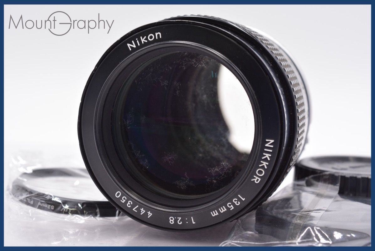 ニコン Nikon NIKKOR 135mm F2.8 非Ai 前後キャップ-レンズフィルター付 完動 同梱可 mj5085