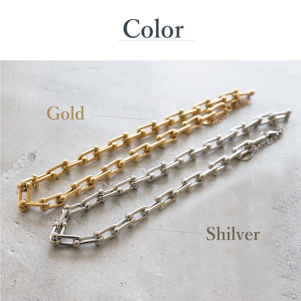 ハードウェア ネックレス ゴールド シルバー グラジュエイテッド U