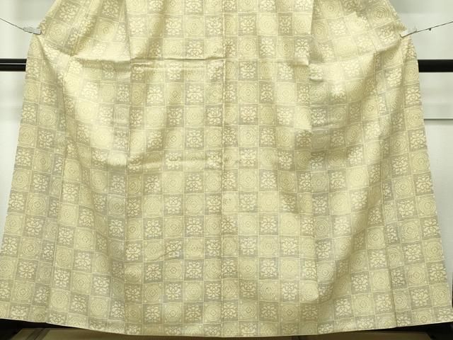 平和屋本店□極上 本場結城紬 重要無形文化財 単衣 160亀甲 市松花丸文