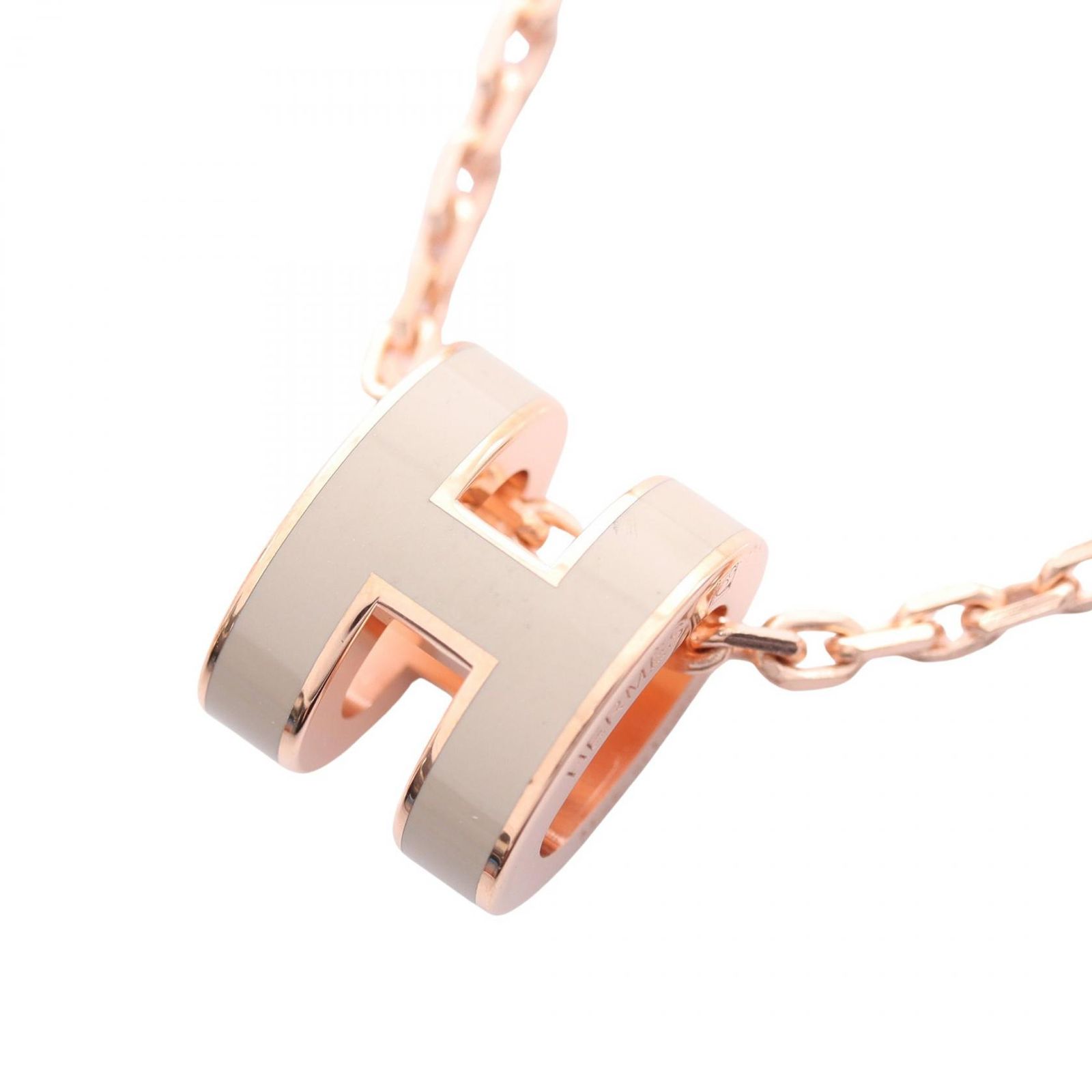 りぼん　【美品】　HERMES ミニ・ポップH ネックレス グレージュ HERMES 【カラー限定特価】HERMES エルメス ネックレス ポップ