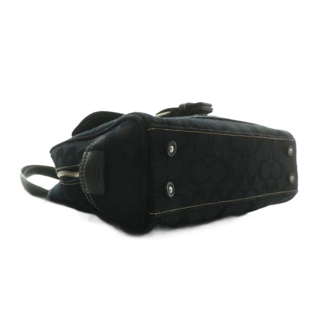 【美品】COACH ハンドバッグ シグネチャー キャンバス ブラック コーチ COACH ハンドバッグ トート キャンバス レザー