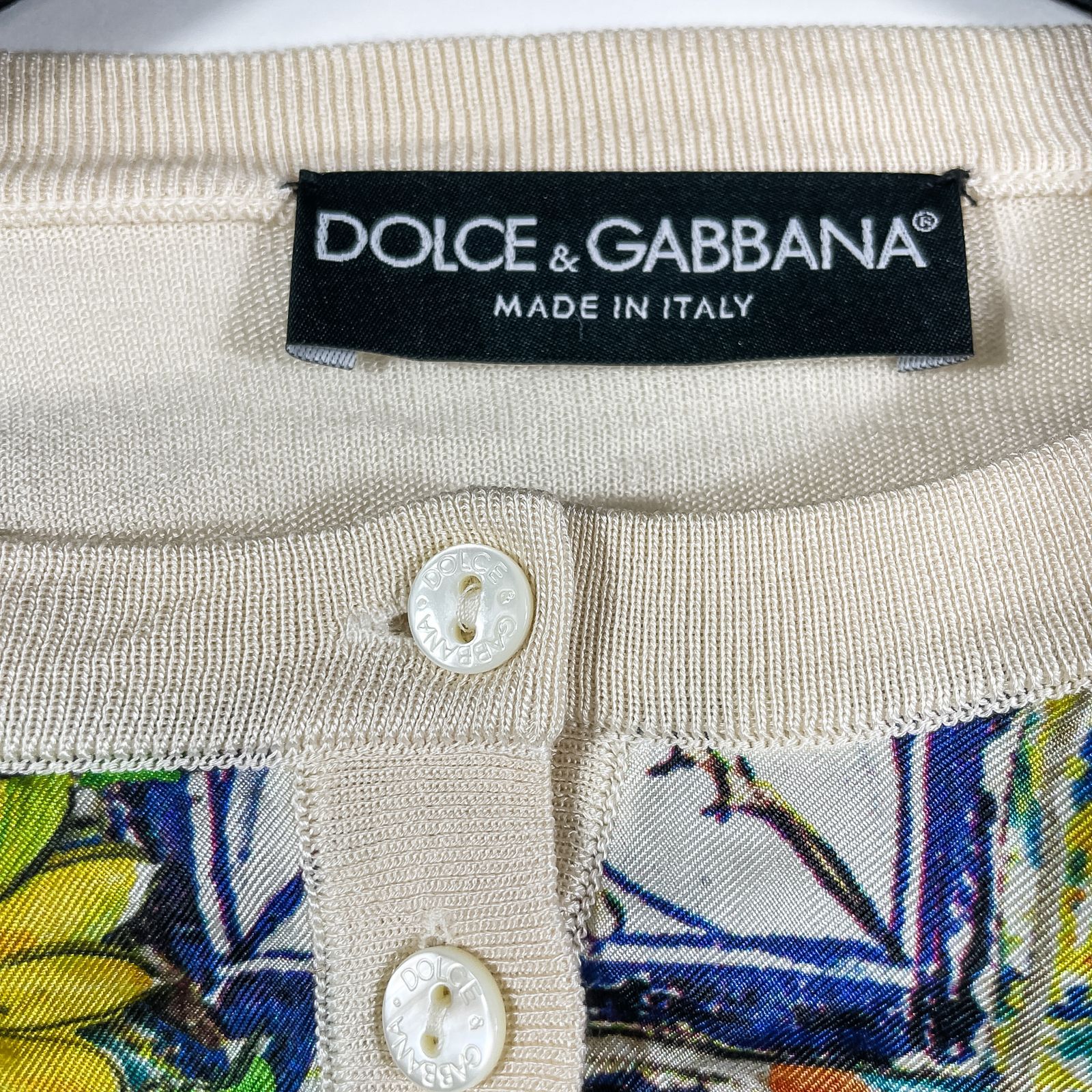 カーディガン　ドルチェ&ガッバーナ　ベージュ　半袖 美品】マヨルカ柄 DOLCE＆GABBANA/ドルチェアンドガッバーナ