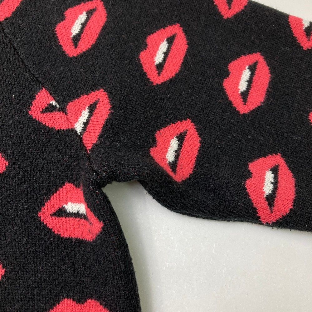 【完売品】JACK BUNNY ジャックバニー ウール混 ニット　リップ総柄 サイズ：2 JACK BUNNY ジャックバニー ウール混 ニットセーター リップ