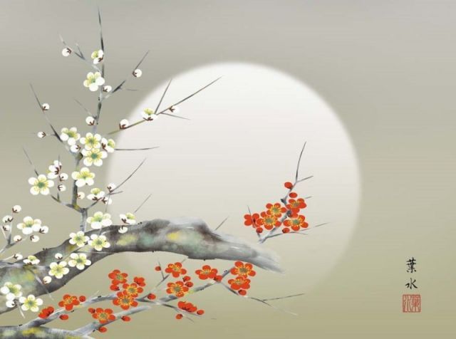 種類2：f6 額絵 緒方葉水 月下紅白梅 f8・f6・f4サイズ