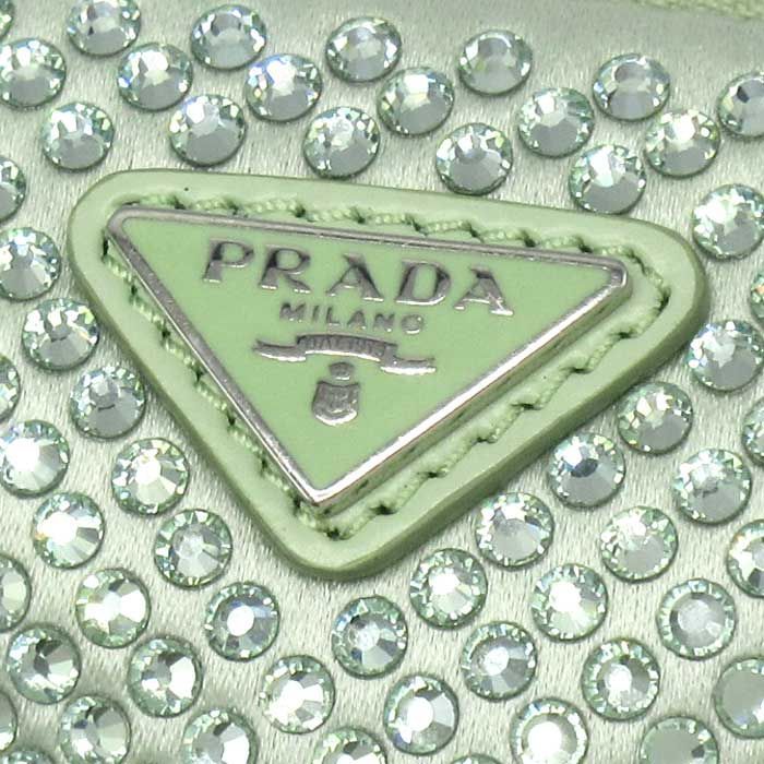 プラダ PRADA ラインストーン ミニ ポーチ チェーンネックストラップ付  