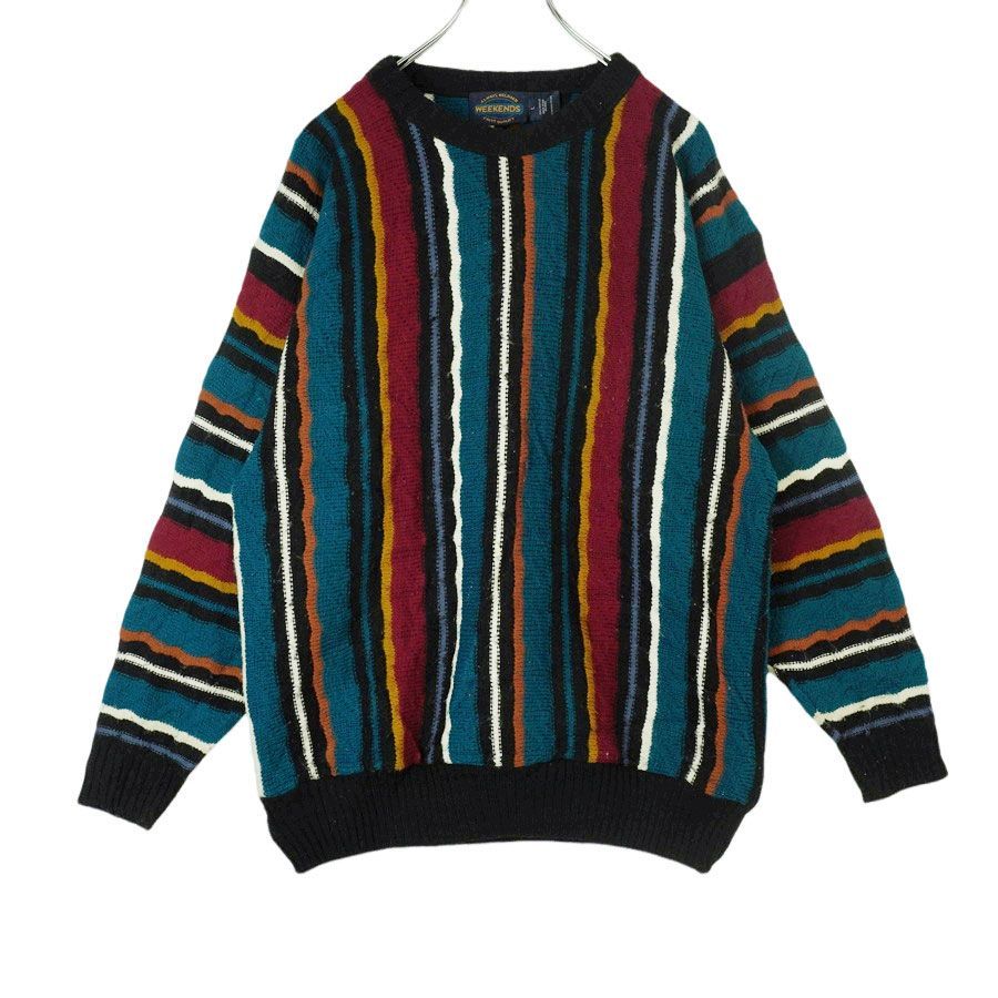 USA製ウィークエンドWeekendsマルチストライプニットセーターvintage