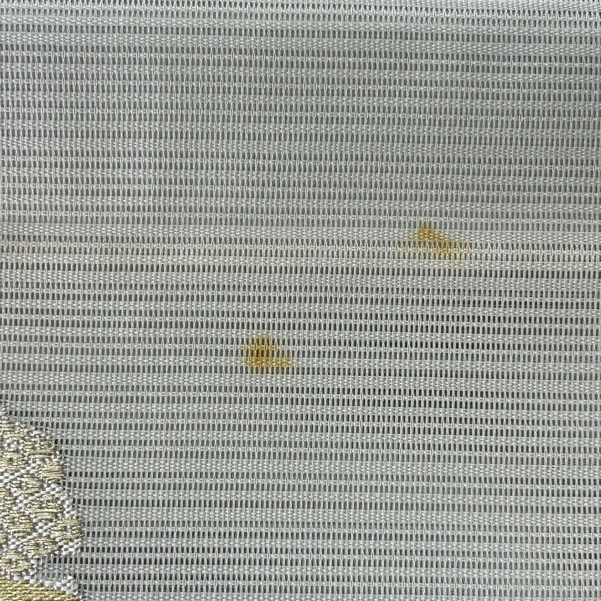 袋帯 秀品 夏帯 絽 雪輪 霞 金銀糸 灰色 六通 正絹 【中古