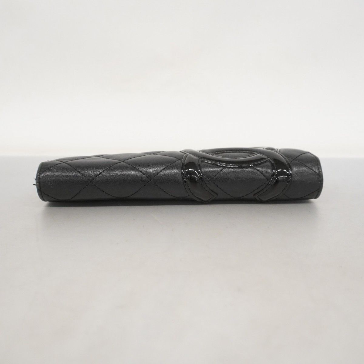 5ic4093-h シャネル 長財布 カンボン ラムスキン パテントレザー ブラック シルバー金具 レディース