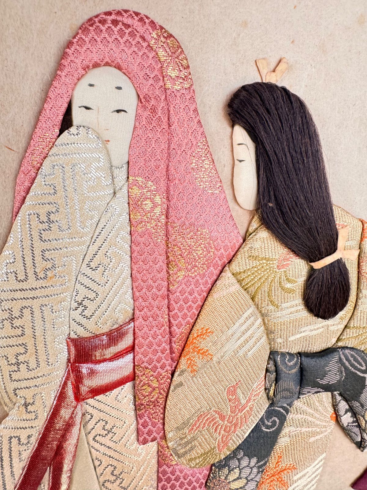 107 押し絵 くるみ絵 押絵 日本画 美術品 時代物 額付き 押絵細工