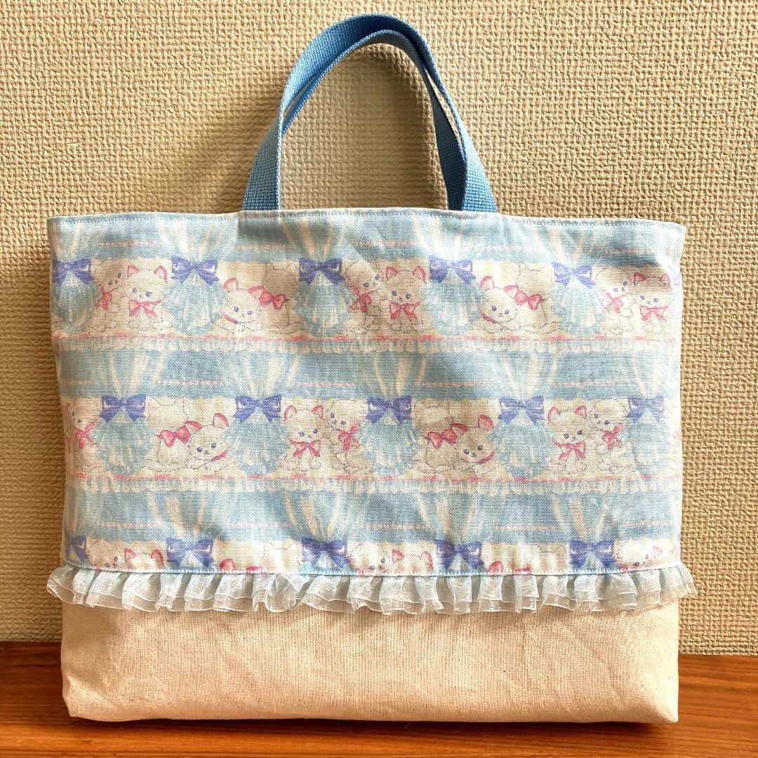 キャットカーテン ネコ柄 ハンドメイド レッスンバッグ 上履き キャットカーテン ネコ柄 ハンドメイド レッスンバッグ 上履き