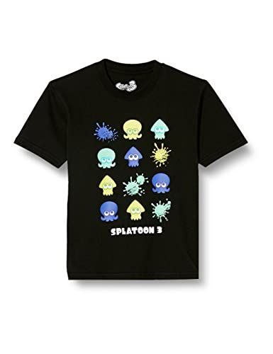 ブラック_130 [スプラトゥーン] Tシャツ 半袖 3 アイコン キッズ