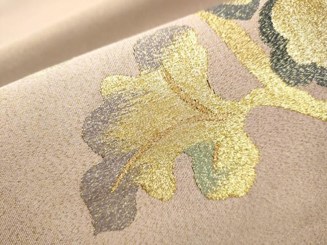 平和屋着物○名門 浅田綴 太鼓柄袋帯 裂取唐草 金糸 品質保証書付き