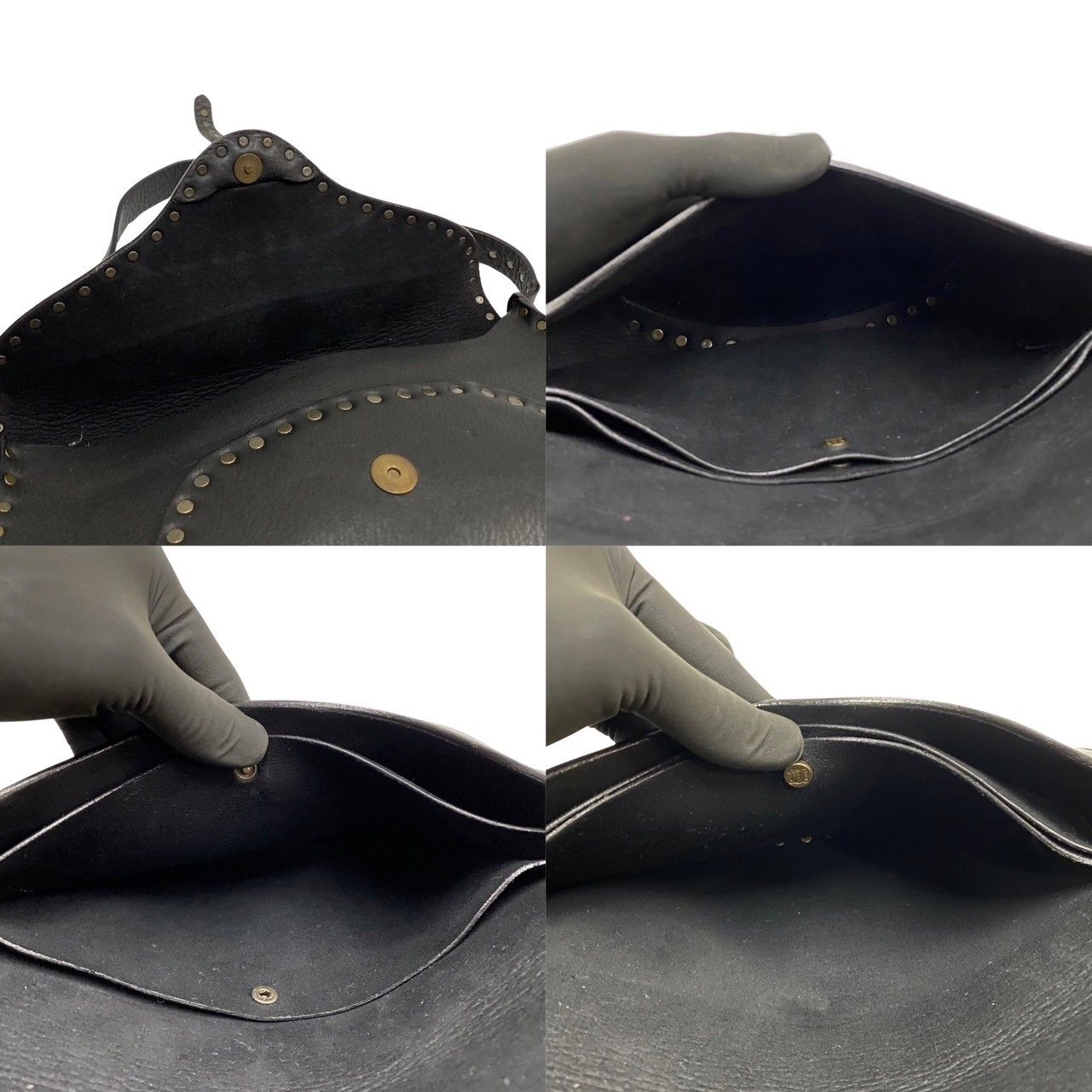 極 美品 袋付き CELINE セリーヌ トリオンフ ロゴ 金具 レザー 本革 