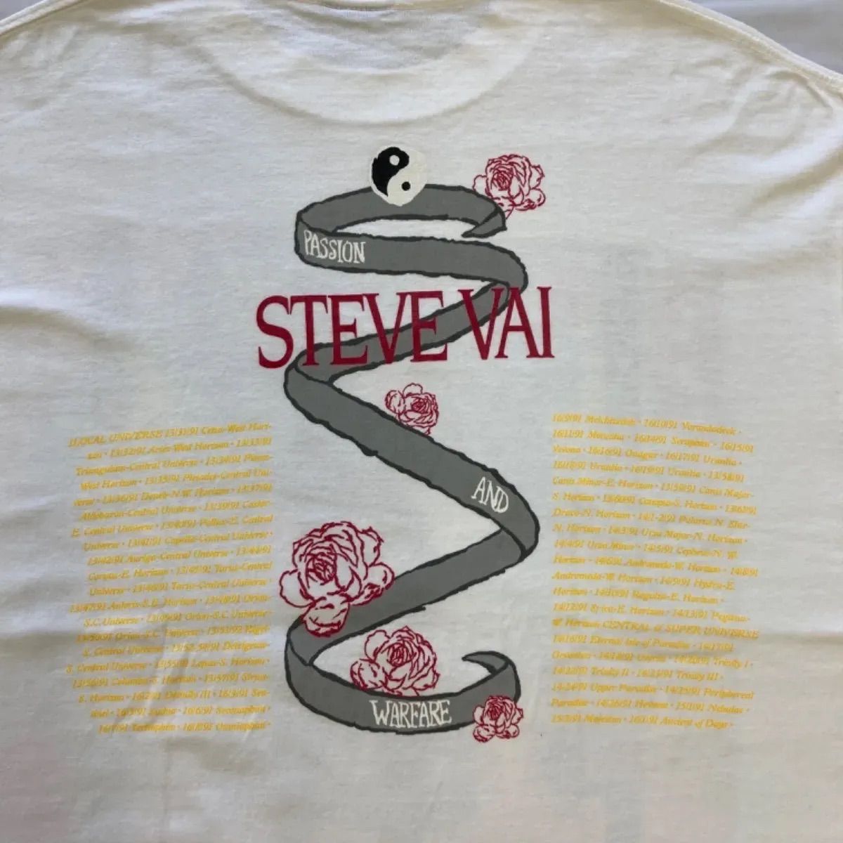 STEVE VAI スティーブ ヴァイ ツアー コットン ホワイト プリント Tシャツ ハードロック バンド ヘヴィメタル プログレ フランクザッパ  アメリカ製 USA XL