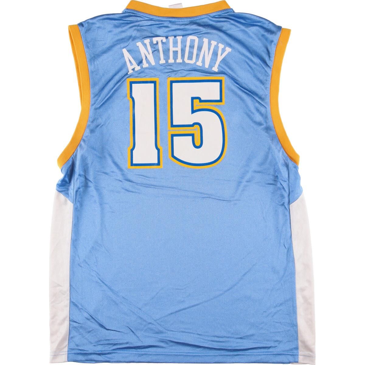 古着　NBA バスケゲームシャツ　リーボック　デンバー　ナゲッツ　ブルー　M 古着 00年代 リーボック Reebok NBA DENVER NUGGETS デンバー ナゲッツ