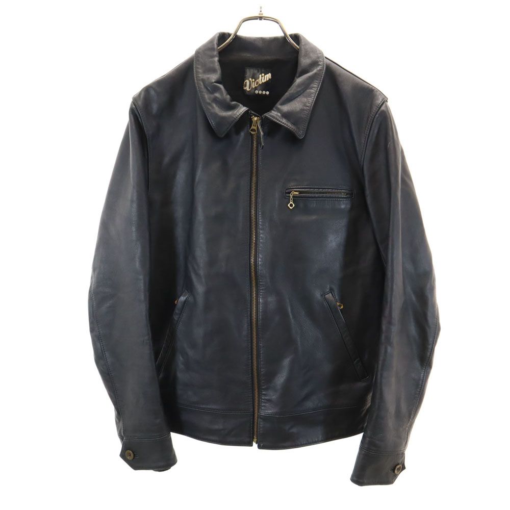 Victim ブラック レザー ジャケット XL ヴィクティム ナッパレザー レザージャケット XL ブラック
