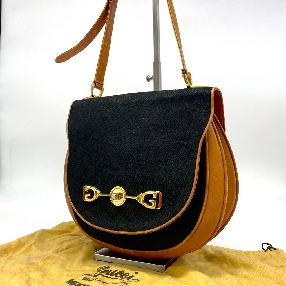 OLD GUCCI オールドグッチ ホースビット ワンショルダーバッグ GG金具