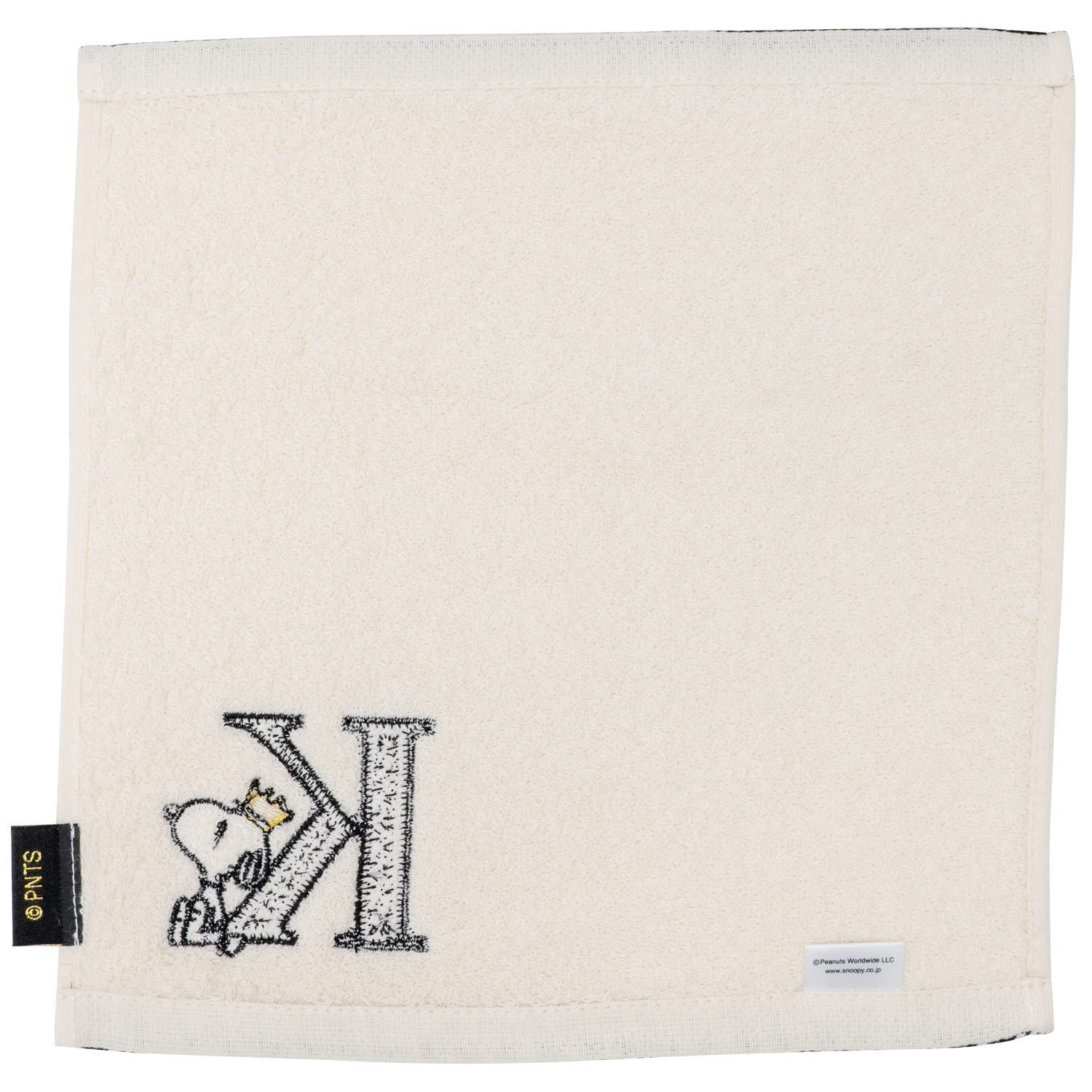 スヌーピー　タオル 人気商品】刺繍入り K イニシャル 25cm 白 ミニタオル