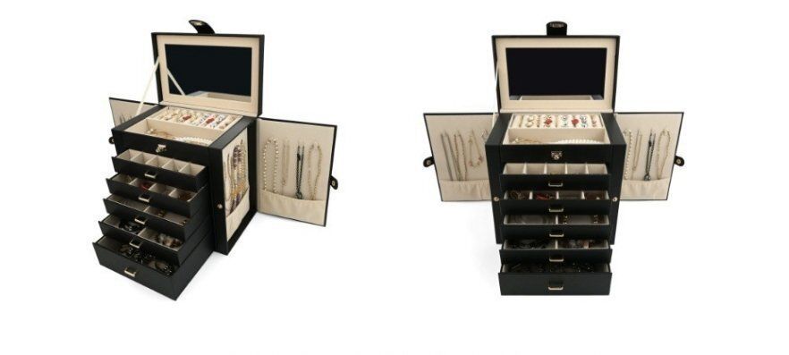 人気ブランドの新作も！ 皮革多層 ケース6段便携ジュエリーケースピアスリングネックレス収納ケース