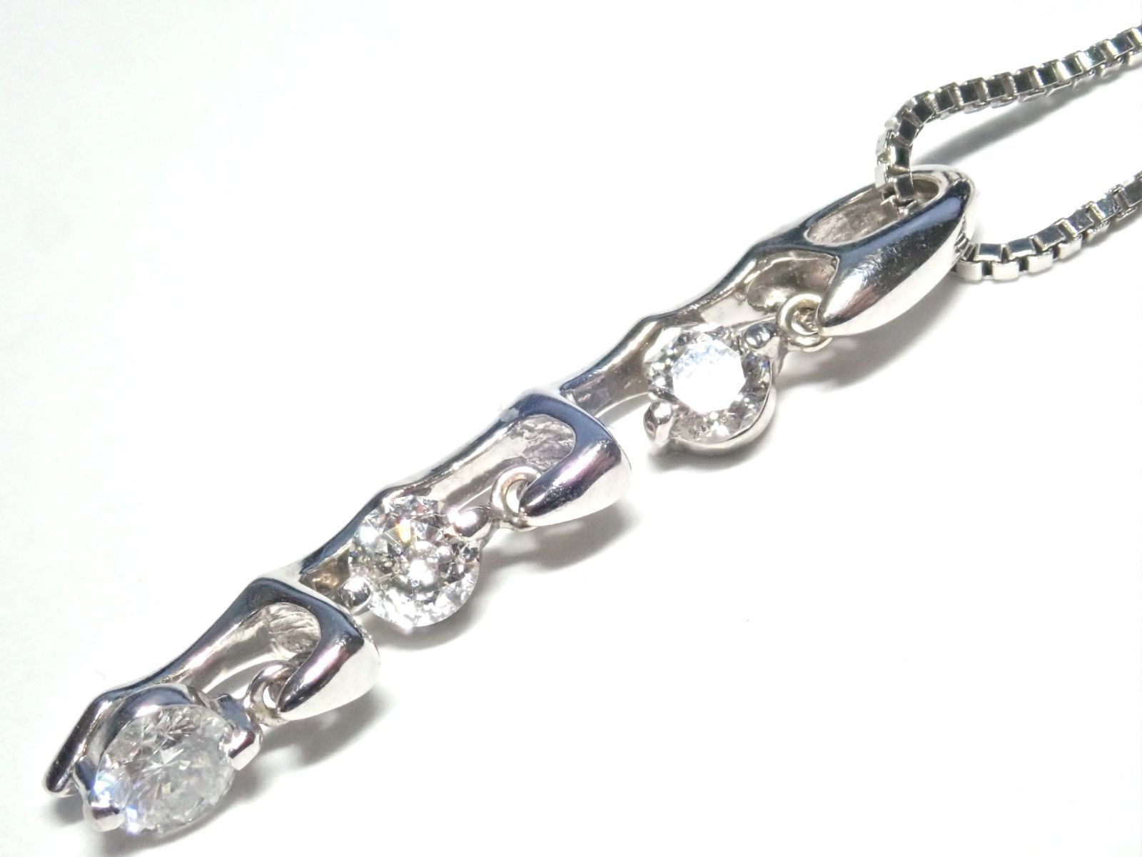 2.K14WG ダイヤモンド ネックレス D 0.30ct Diamond Necklace 2.7g