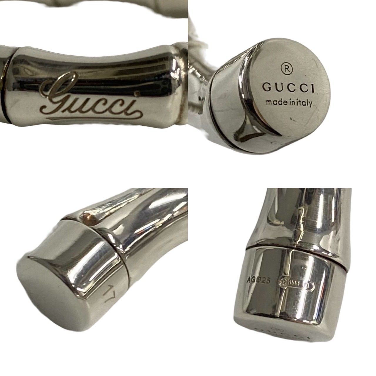 【GUCCI】グッチ シルバー バンブー バングル【付属品完備】⚠️ 極 美品 箱 袋付 GUCCI グッチ バンブー モチーフ シルバー925