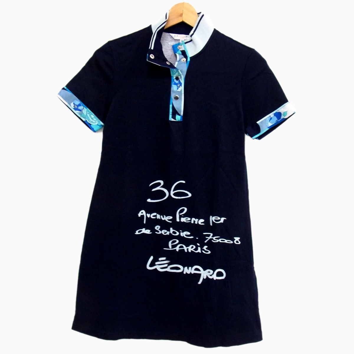 LEONARD - 美品 夏物◇LEONARD 半袖 ポロ ワンピース フラワープリント ゴルフ レオナール スポーツ レディース 美品 夏物◇LEONARD 半袖 ポロ ワンピース フラワープリント