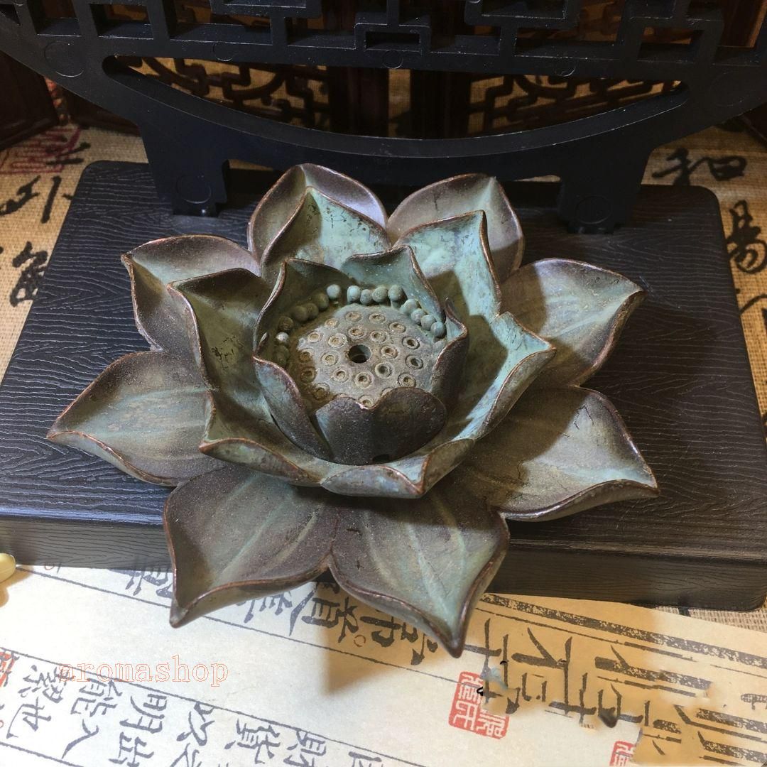 銅 細工 茶道具 香道具 宝蓮灯の薫製香炉 工芸品 美術品 置物