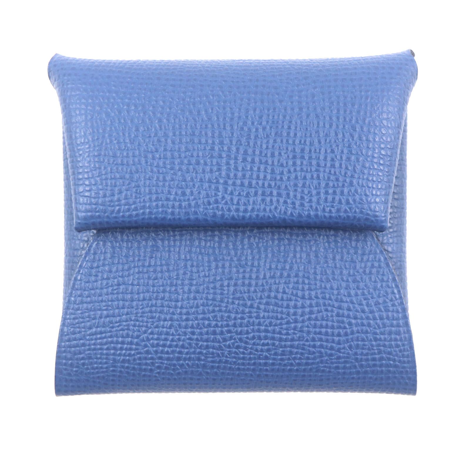 HERMES エルメス バスティア シルバー金具 ヴォーエプソン レザー コインケース ブルードプリュス W刻印 き フランス製 メンズ