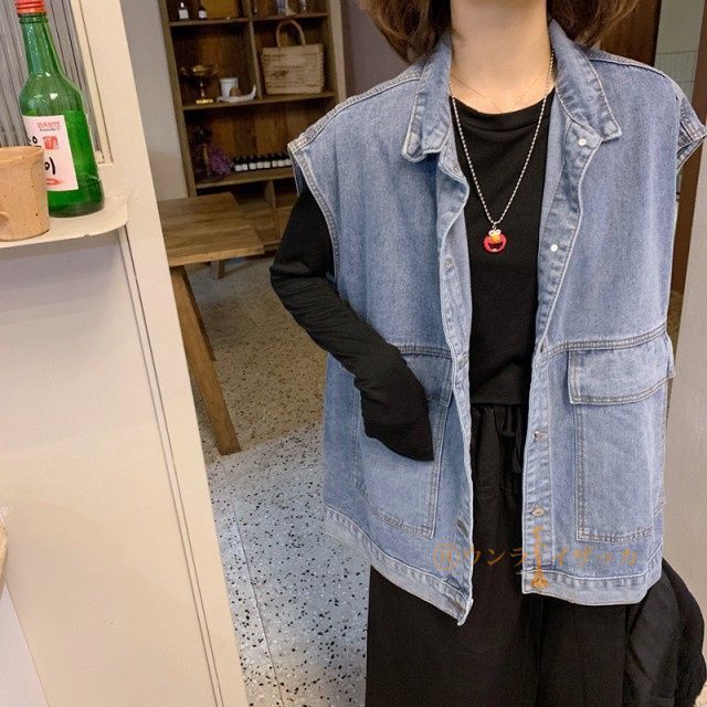 ジレベスト ジレ ベスト デニムベスト ノースリーブ トップス
