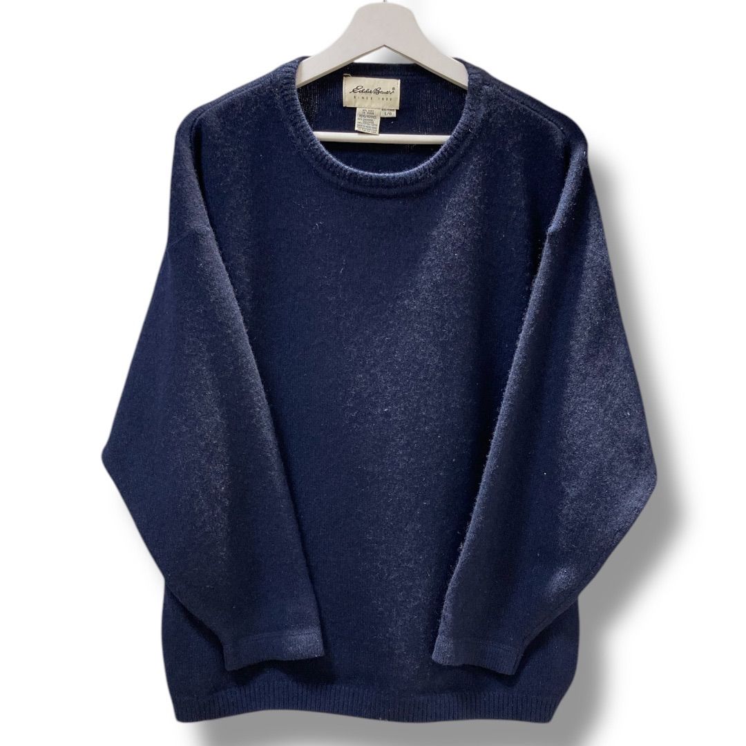 Eddie Bauer エディバウアー クルーネック カシミヤニットセーター 90´s ヴィンテージ Lサイズ ネイビー トップス ニット オールドファッション 無印 シンプル メンズ 冬 ゴーゴー古着マルイ草加店630T