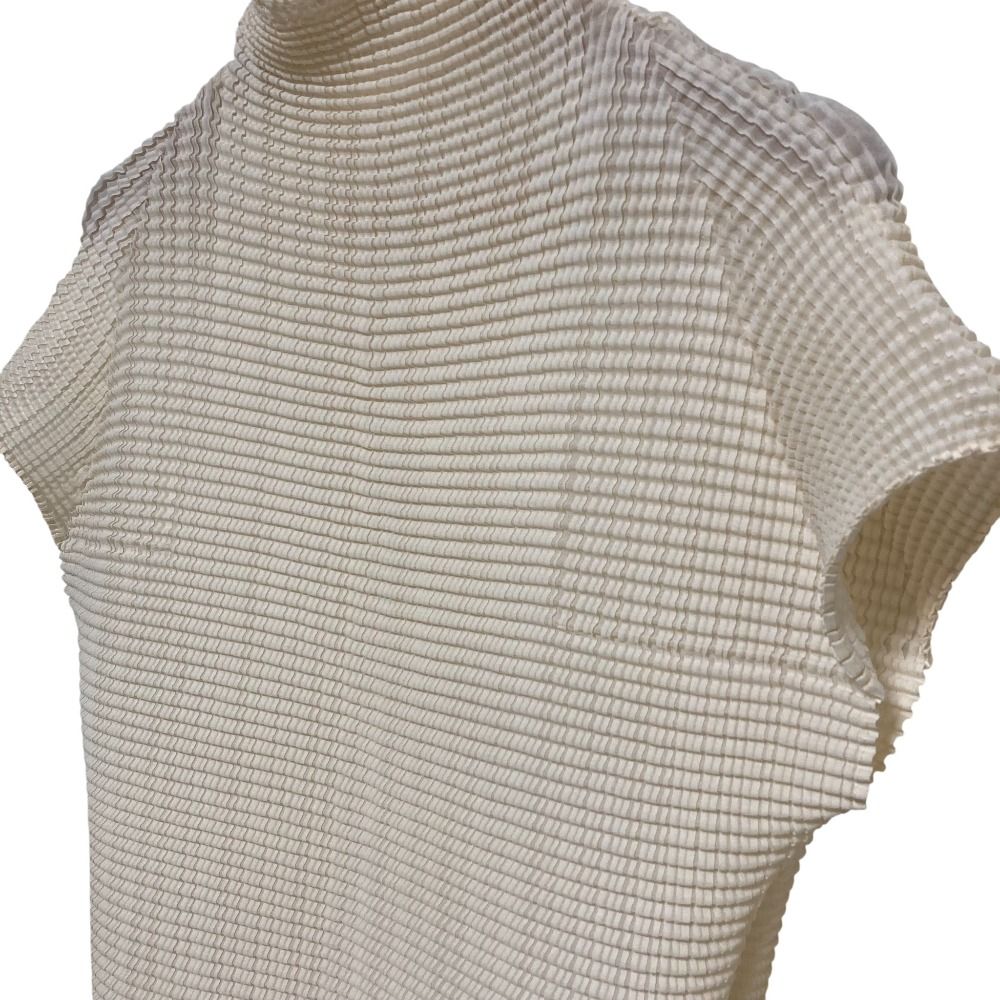 ISSEY MIYAKE イッセイミヤケ ボックスプリーツ フレンチスリーブ カットソー サイズ2 ベージュ レディース 古着