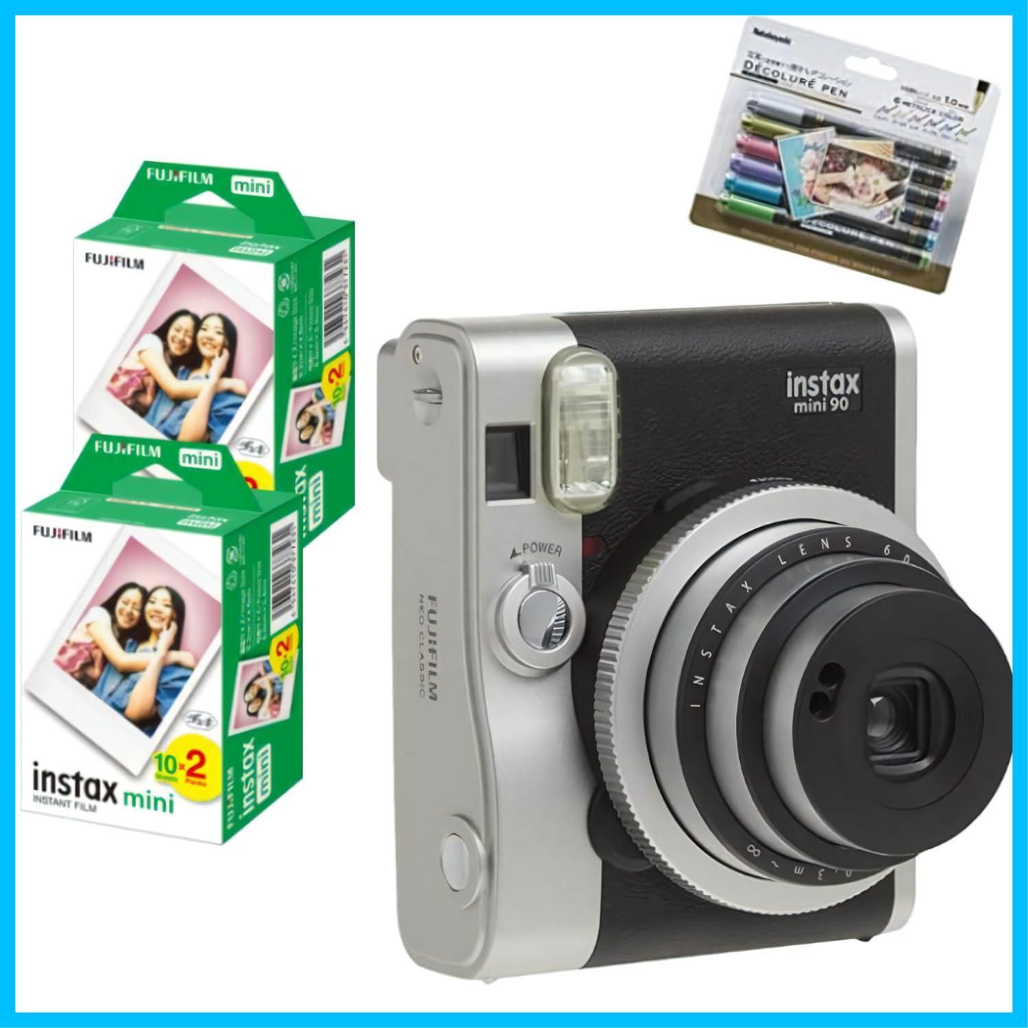 在庫処分】チェキ 富士フイルム instax mini 90 ネオクラシック 4点セット (ブラック) - メルカリ