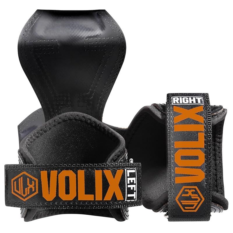 【持田教利選手推奨】VOLIX パワーグリップ プロ 【手首が痛くならない】懸垂 デッドリフト 筋トレ トレーニング (オレンジ, 小さめ)